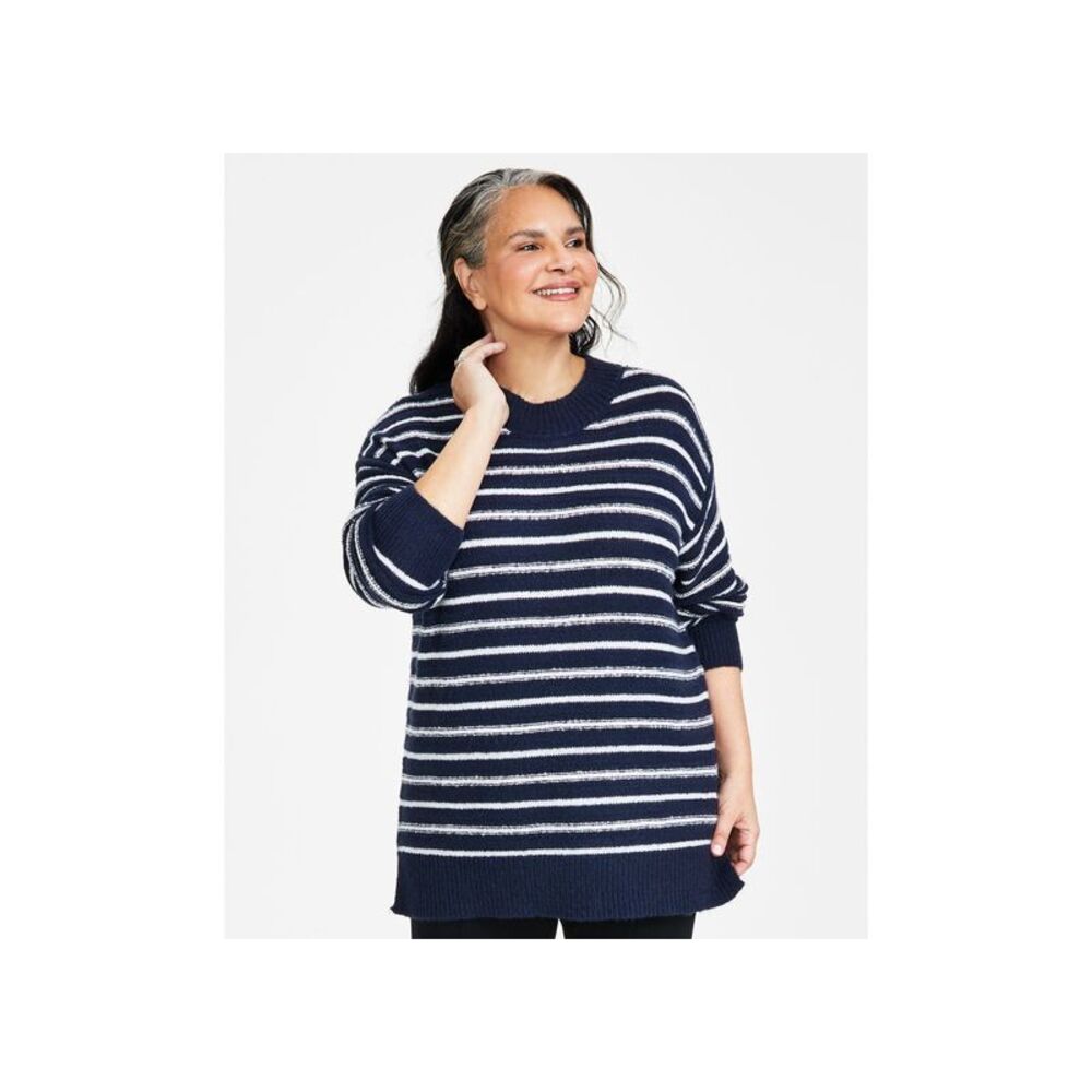 Plus Size Striped Tunic Sweater